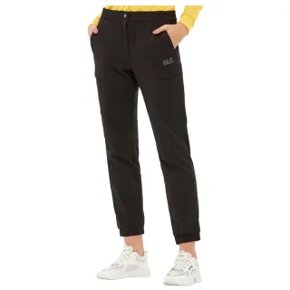 【Jack wolfskin 飛狼】女 帥氣休閒束口褲 細緻內磨毛保暖 登山褲(黑)