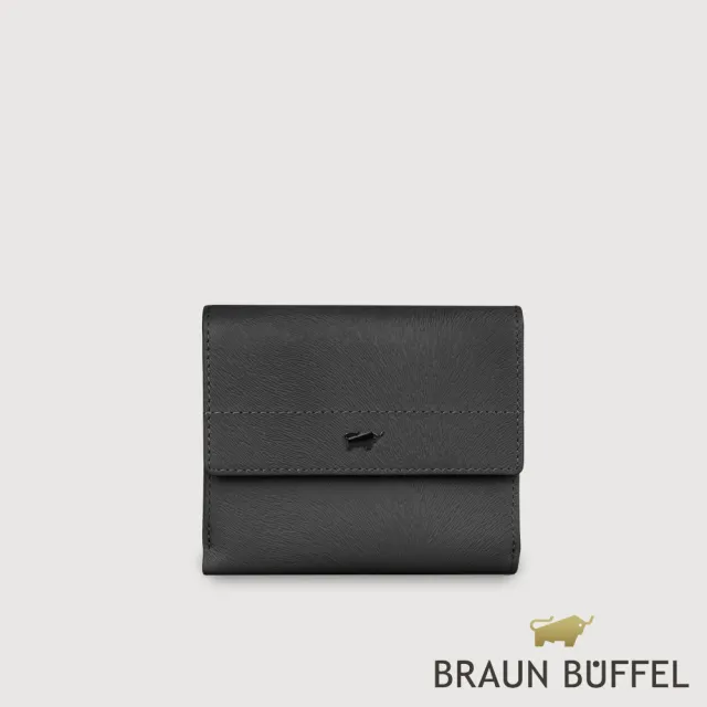 【BRAUN BUFFEL 德國小金牛】依雅娜 8卡兩折短夾-黑色(BF853-404-BK) 錢包送禮推薦