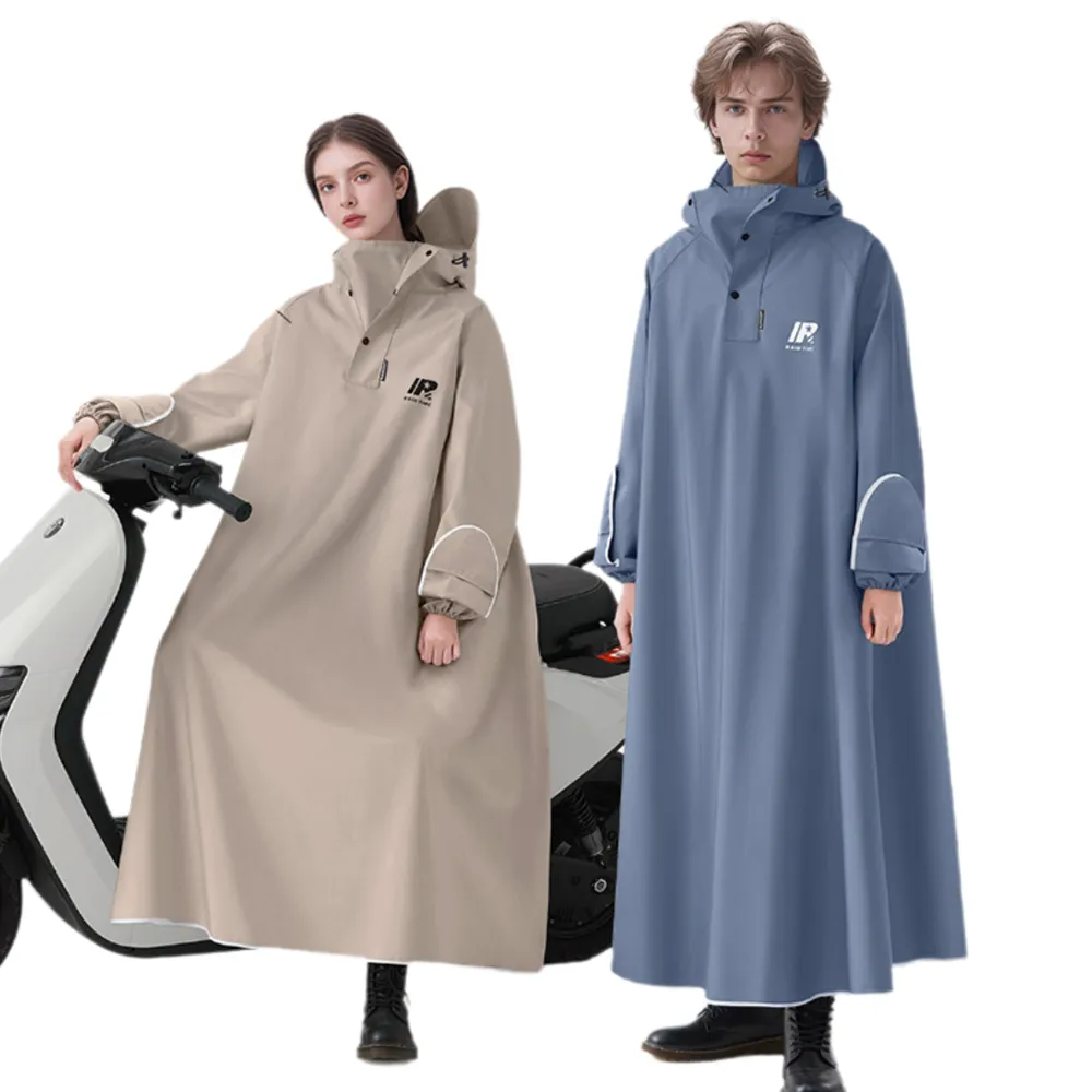 【YUNMI】加長帶袖一件式雨披 連身雨衣 機車雨衣 速乾戶外雨衣 成人雨衣(可折疊帽簷 輕鬆佩戴頭盔)