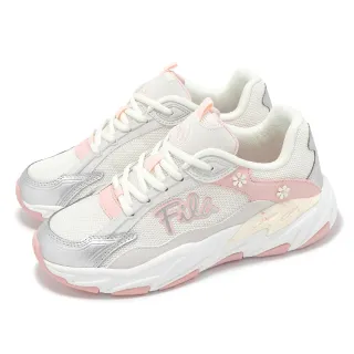 【FILA】休閒鞋 Cherry Blossom 女鞋 櫻花祭 灰 粉 拼接 緩衝 厚底 老爹鞋 斐樂(5C306Z515)