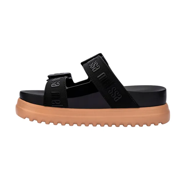 【Melissa】LOGO雙扣帶厚底拖鞋(黑色)