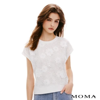 【MOMA】蕾絲繡花小蓋袖上衣(兩色)