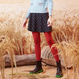 【MYVEGA 麥雪爾】格紋後鬆緊荷葉短裙-綠