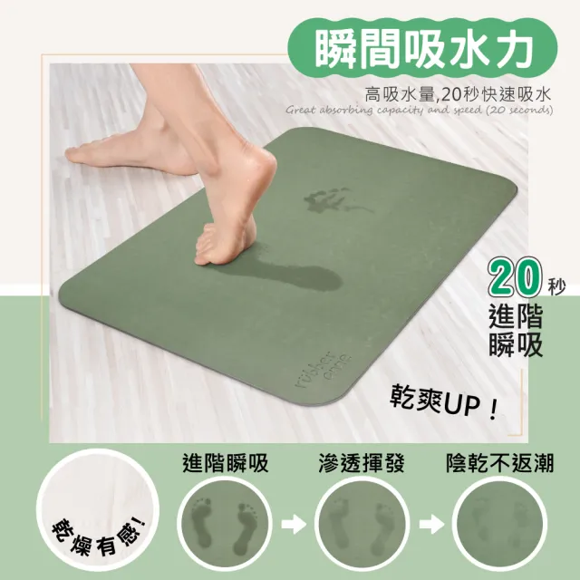 【怪獸居家生活】rubber anne 台灣製 20秒瞬吸 軟式珪藻土吸水地墊(66cm x 44cm)