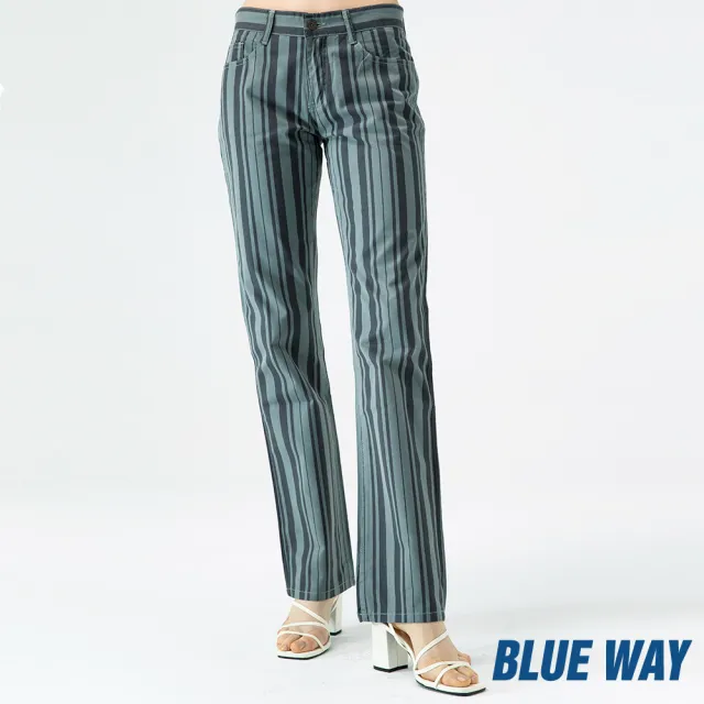 【BLUE WAY】女裝 低腰條紋中直筒 長褲 -BLUE WAY