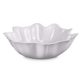 【Le Creuset】瓷器荷葉波紋造型碗 3.8L(柔粉紫-無盒)