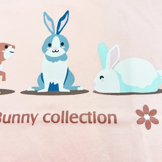 【橘魔法】三隻兔子蕾絲滾邊短袖上衣(T恤 棉T 女童 兒童 童裝)