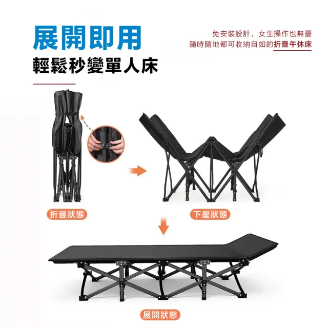 【DaoDi】折疊床 十腿方管加粗 摺疊床190cm(附背帶 床墊 午休床 露營折疊床 行軍床)