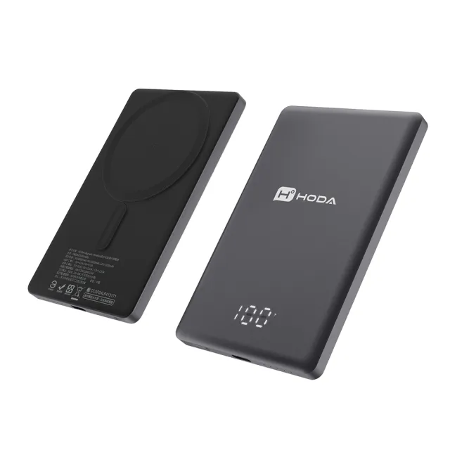 【hoda】PB02M 5000mAh 20W 單孔輸出 磁吸式鋁合金超薄行動電源(無線/MagSafe/PD快充)