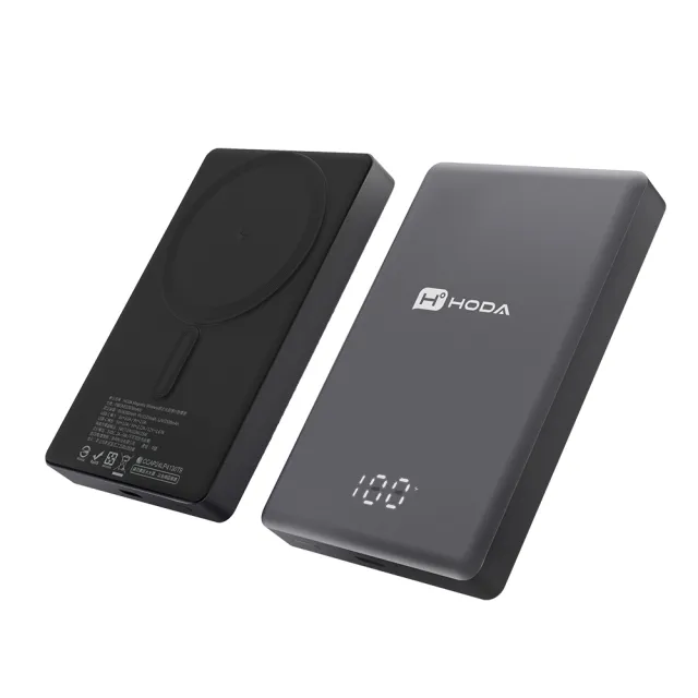 【hoda】PB03M 10000mAh 20W 單孔輸出 磁吸式鋁合金超薄行動電源(無線/MagSafe/PD快充)