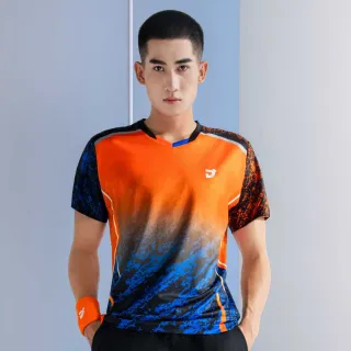【JNICE 久奈司】韓版晨曦羽球競技服 排汗衫 運動上衣 運動服 羽球服 大賽服-橘藍(JT-871-OR)