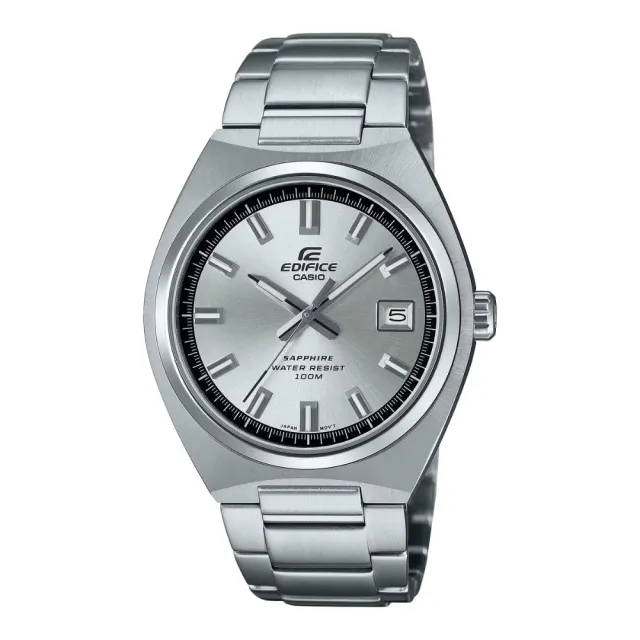 【CASIO 卡西歐】EDIFICE 纖薄簡約 藍寶石水晶玻璃 亮銀白 日期顯示窗 EFB-109D-7A_38.5mm