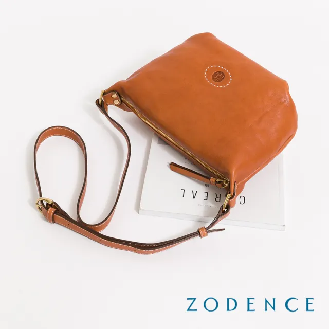 【ZODENCE 佐登司】HAN系列義大利植鞣革斜背包(經典駝)