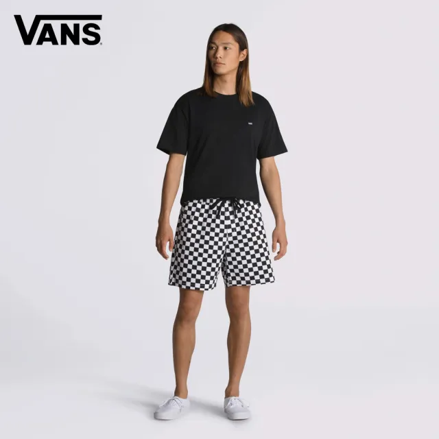 【VANS】官方旗艦 Range Relaxed 黑白棋盤格彈性鬆緊帶短褲
