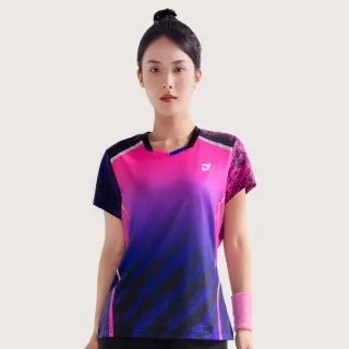 【JNICE 久奈司】女版韓版晨曦羽球競技服 排汗衫 運動上衣 運動服 羽球服 大賽服-桃紫(JT-871W-PK)