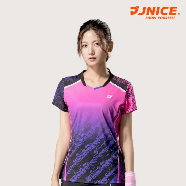 【JNICE 久奈司】女版韓版晨曦羽球競技服 排汗衫 運動上衣 運動服 羽球服 大賽服-桃紫(JT-871W-PK)