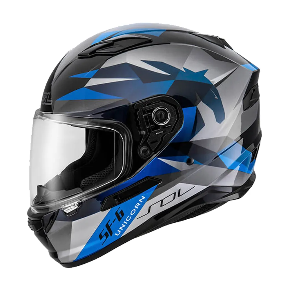 SOL】SF-6 獨角獸黑/藍全罩式安全帽(內襯│鏡片│內藏墨鏡│加強型眼鏡溝) - momo購物網- 好評推薦-2026年1月