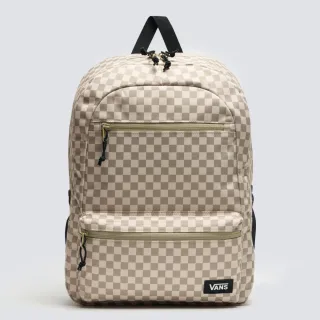 【VANS 官方旗艦】Back To School 男女款卡其色棋盤格後背包