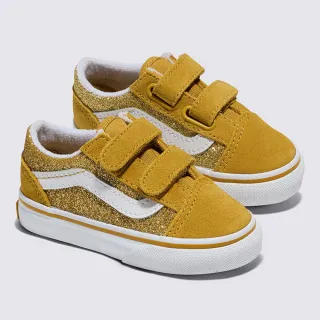 【VANS 官方旗艦】Old Skool V 小童款亮片黃色滑板鞋(童鞋)