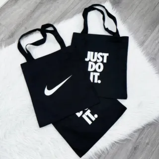 【NIKE 耐吉】NIKE黑白手提帆布包 帆布包 托特包 黑白 手提包