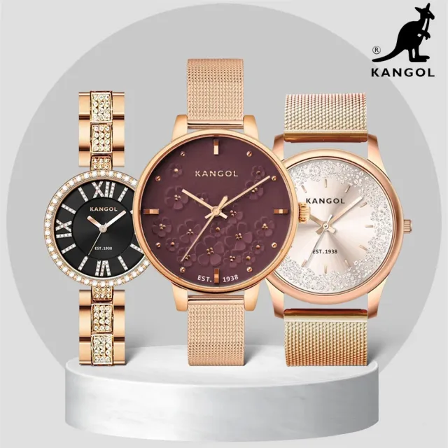 【KANGOL】下單登記贈100MO幣│英國袋鼠 最新優雅晶鑽錶/手錶/腕錶(多款任選)