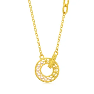 【點睛品】鏤空圓環 黃金珍珠項鍊