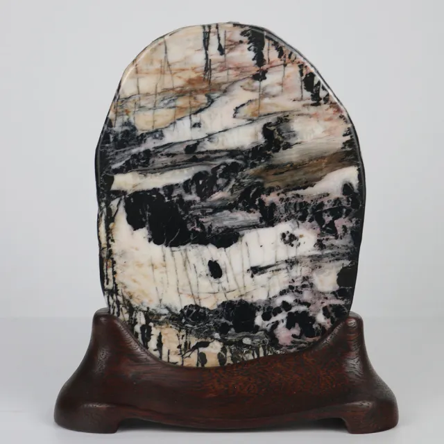 【花蓮玫瑰石藝術館】花蓮玫瑰石切片檯座(石中畫系列 14*18.5cm)