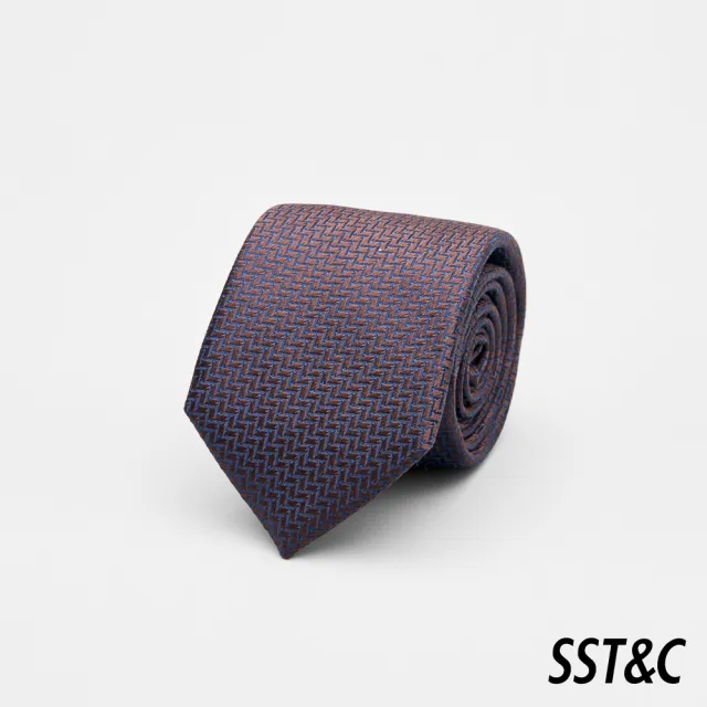 【SST&C】藏青咖幾何窄版領帶7CM 00362502004(換季55折)