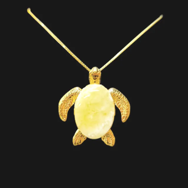 【波蘭製造】銀鍍金海龜蜜蠟琥珀吊墜(不含鍊)