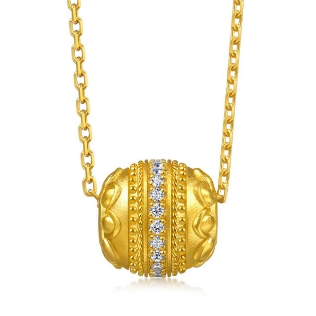 【點睛品】蓮花轉運珠 黃金鑽石項鍊