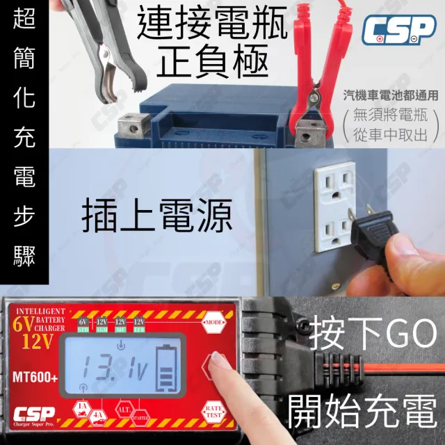 【CSP】MT600+ 汽車電池充電 機車電池充電 脈衝式充電 高壓修復 雙電壓模式(檢測電池狀態 EFB AGM)