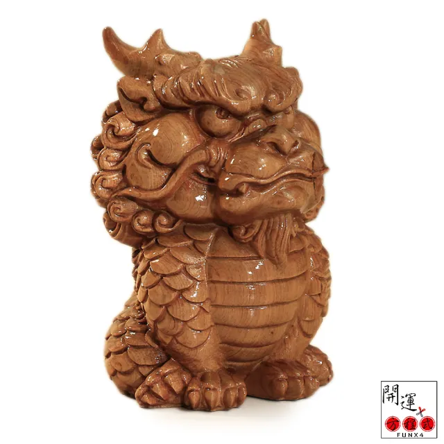 【開運方程式】梢楠麒麟神獸 招財鎮宅送子17cm(木雕 招財開運擺件 陽宅風水/入厝禮)