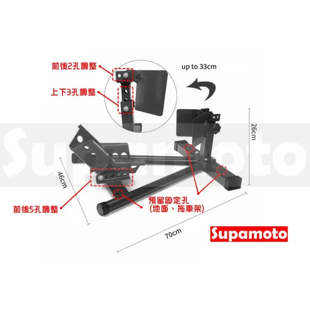 【Supamoto】機車前輪駐車架―拖曳 (可調/停車架/駐車台/前叉/拖車/維修/保養/美容/中柱)