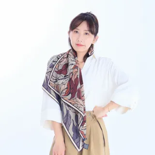 【BANNIES】蠶絲羊毛方巾｜秋葉流光(圍巾 披肩 羊毛 蠶絲)