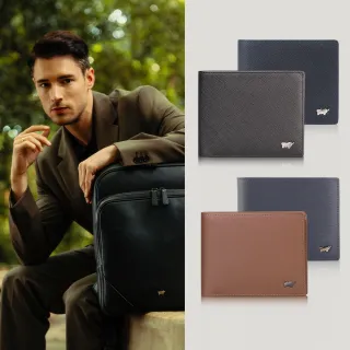 【BRAUN BUFFEL 德國小金牛】期間限定 專櫃輕薄真皮夾多卡窗格男夾短夾(多款任選)