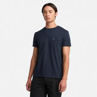 【Timberland 官方旗艦】男款深寶石藍口袋短袖T恤(A4365Z02)