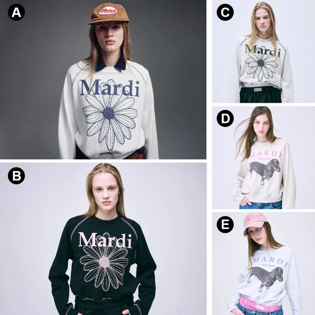 【MARDI MERCREDI】金高銀同款 印花落肩大學TEE 多色 經典小雛菊 臘腸狗 SWEATSHIRT RAGLAN FLOWERMARDI