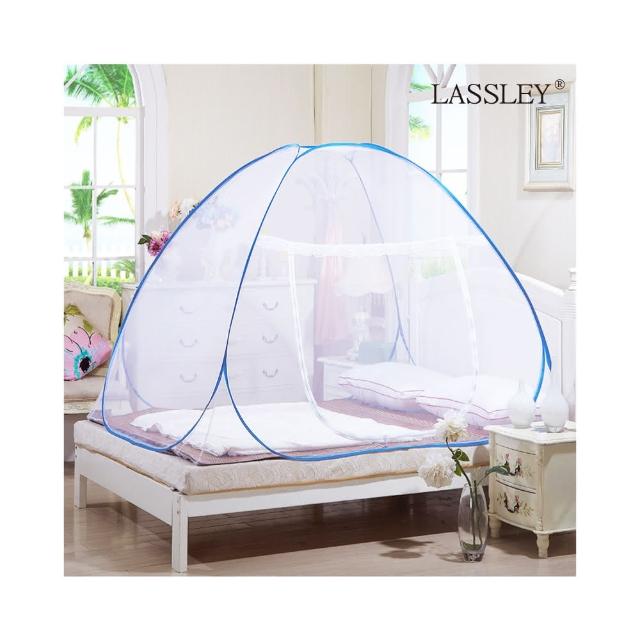 【LASSLEY】彈開式蒙古包蚊帳-單人床(蚊帳 防蚊帳棚 隔蚊簾 安眠 好眠 雙門 無底)