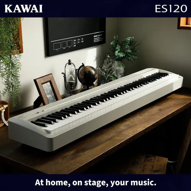 【KAWAI 河合】ES120 88鍵數位鋼琴 單主機 附可收納琴架(送保固3年/耳機/鋼琴保養油/原廠技師全台到府服務)