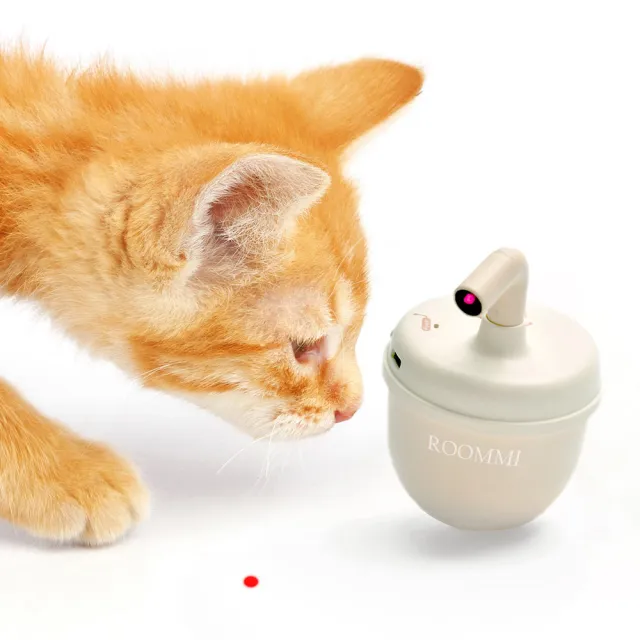 【Roommi】紅外線雷射逗貓器 BOBA滾滾奶茶逗貓器(貓玩具/3種玩耍模式/安全無毒/360°雷射投射)