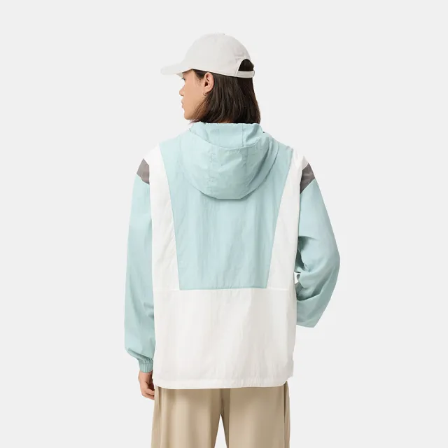 【GAP】男裝 Logo印花防曬連帽外套-藍色拼接(723067)