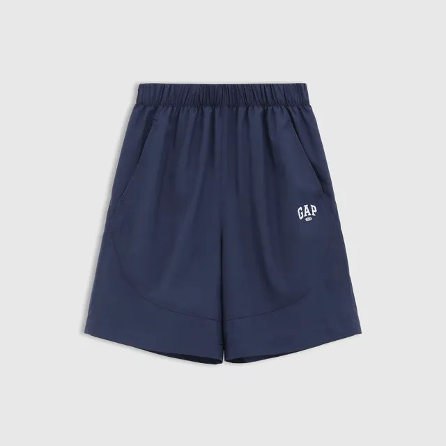 【GAP】男童裝 Logo印花鬆緊短褲-海軍藍(673821)