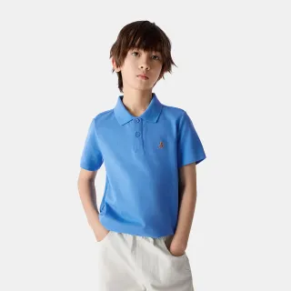 【GAP】男童裝 小熊刺繡短袖POLO衫-藍色(687699)