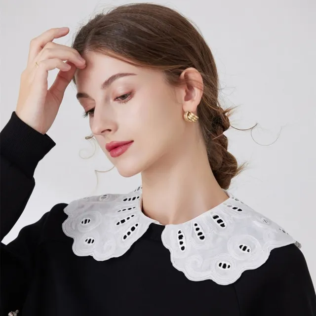 【米蘭精品】現貨+預購 假領子襯衫領片(鏤空花邊刺繡棉質女裝配件74ko85)