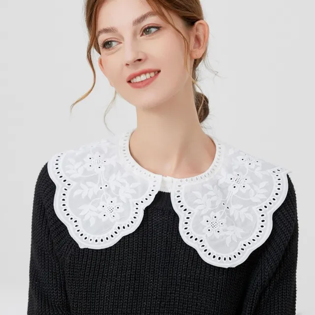 【米蘭精品】現貨+預購 假領子襯衫領片(大花邊娃娃領刺繡棉質女裝配件74ko69)