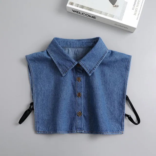 【米蘭精品】現貨+預購 假領子襯衫領片(水洗牛仔工業風百搭女裝配件2色74ko8)