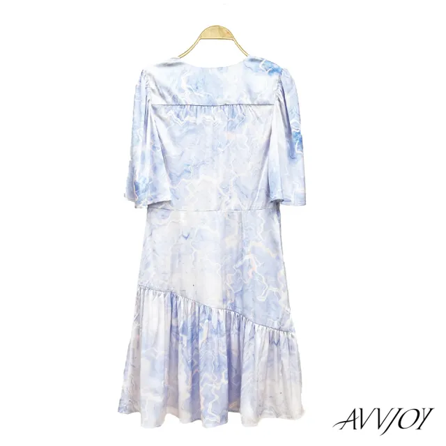 【AVVJOY 艾薇卓爾】V領印花連衣裙(連衣 衣裙 洋裝 花洋 連衣裙 洋裝長 碎花洋 連身裙 茶系洋裝 CLA0465DS)