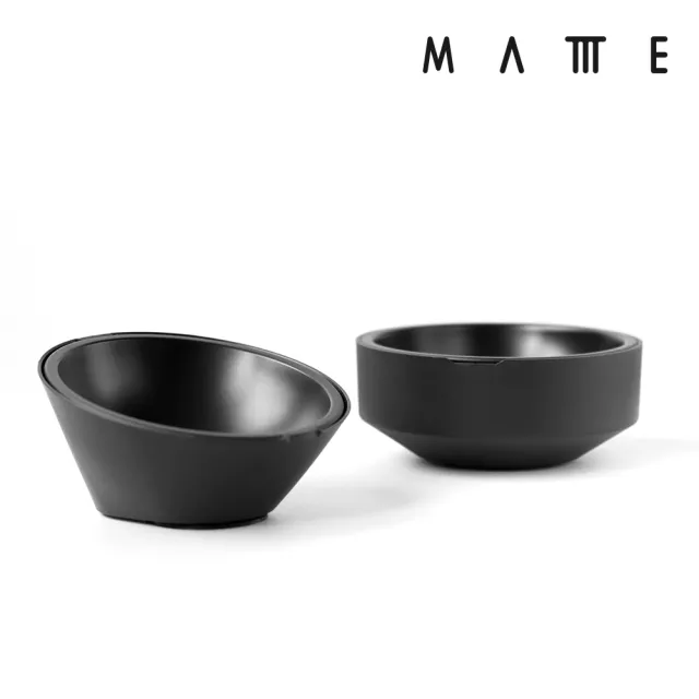【MATTTE】RoLock 寵物不倒大口徑飼料斜食碗+水碗組 不沾黑色(寵物碗/貓碗/狗碗/飼料碗)