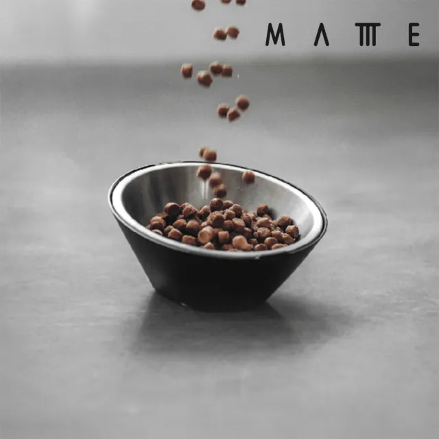 【MATTTE】RoLock 寵物不倒大口徑飼料斜食碗 250ml 不鏽鋼原色(吸地耐撞/內外碗分離/304不鏽鋼)