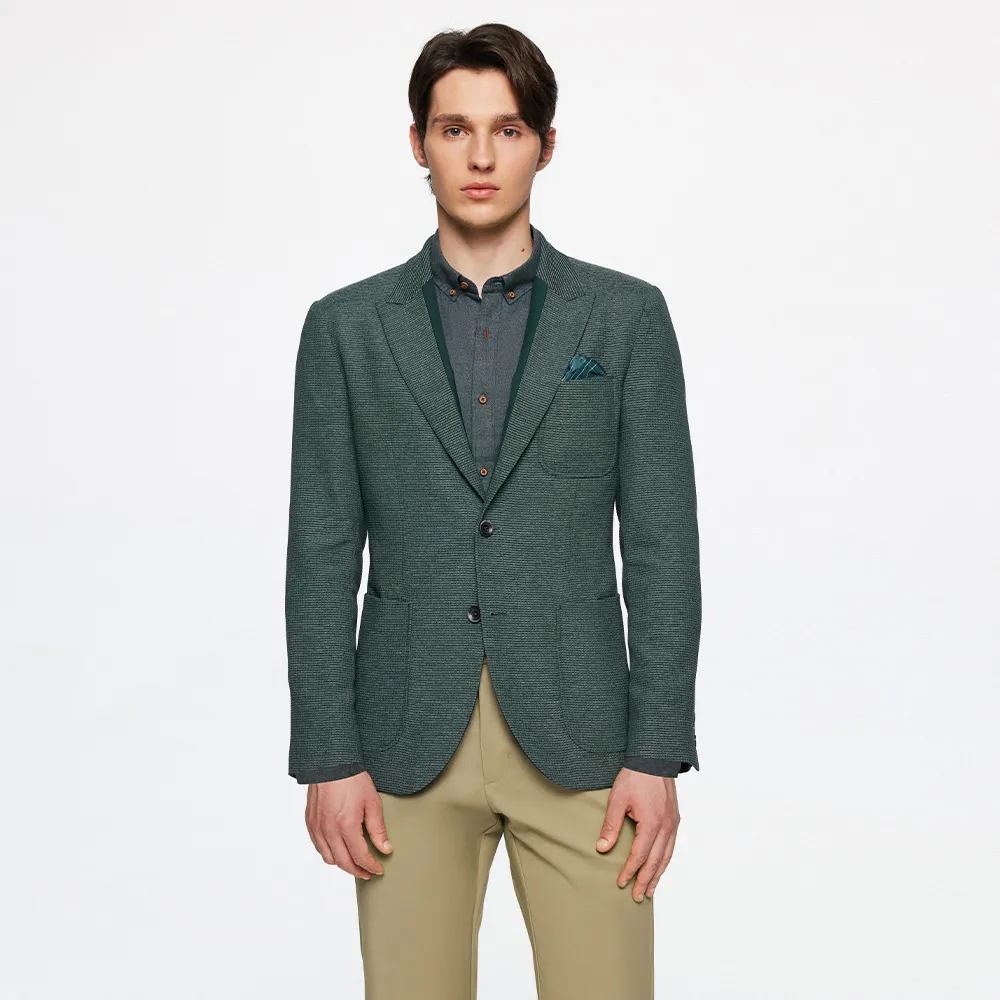 【G2000】雙釦平紋西裝式外套-綠色(3611704448)